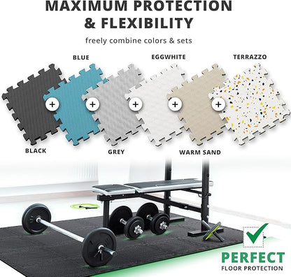 Gym Flooring Set - Interlocking EVA Soft Foam 18 Pieces