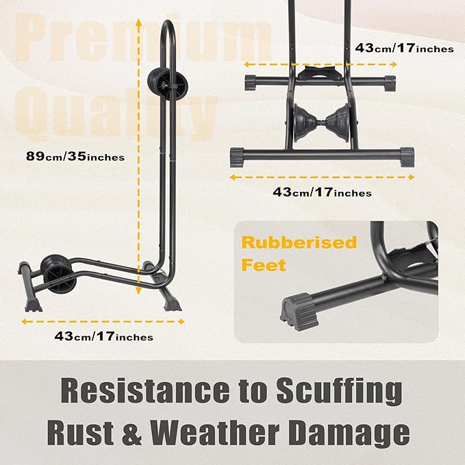 BikeHand Bike Floor Stand Parking Rack Stand - for 24"-29" Mountain MTB & Road Bikes Bicycles Indoor Outdoor Garage Storage - Fat Bike New Version for 1 Bike
