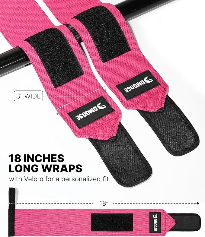 DMoose Fitness Wrist Wraps for Weightlifting - IPL Approved Premium Lifting Straps with Thumb Loops for Powerlifting, Bodybuilding & Weight Lifting, Compression Gym Wrist Support for Working Out
