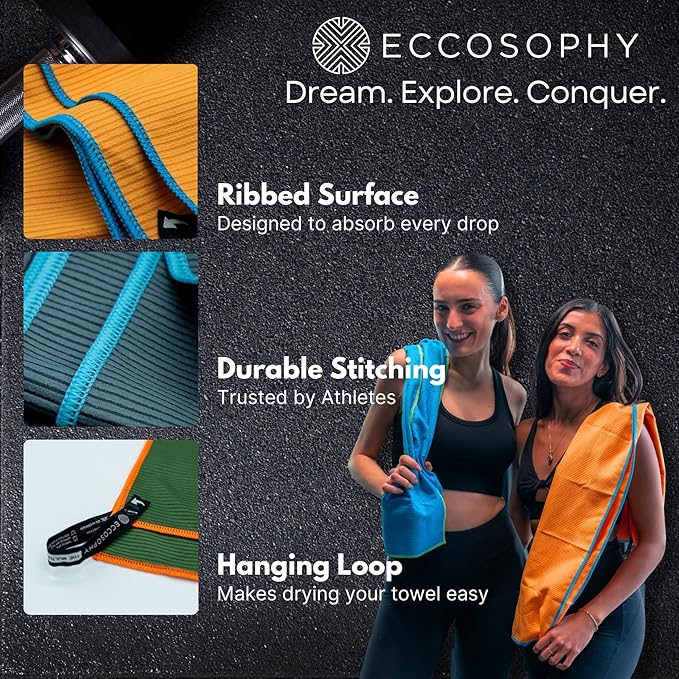ECCOSOPHY Microfiber Gym Towel for Working Out - (60x30-Aqua)