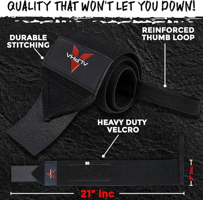 Alpha Sports Wrist Wraps for Weightlifting,Gym Exercise,Adjustable,Durable for Crossfit,Powerlifting, Bodybuilding, and Fitness Workouts,Enhanced Stability for Lifting,Training