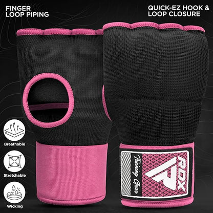 RDX Gel Boxing Hand Wraps Inner Gloves Men Women, Quick 100cm Long Wrist Straps, Elasticated Padded Fist Under Mitts Protection, Muay Thai MMA Kickboxing Martial Arts Punching Training Bandages