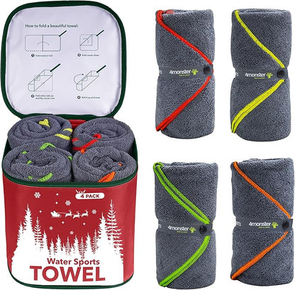4Monster 4 Pack Microfiber Camping Towel Quick Dry