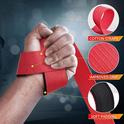 ihuan Wrist Straps for Weight Lifting - Lifting Straps for Weightlifting | Gym Wrist Wraps with Extra Hand Grips Support for Strength Training | Bodybuilding | Deadlifting