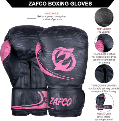 Zafco Boxing Gloves for Men & Women Training Pro Punching Heavy Bag Mitts MMA Muay Thai Sparring Kickboxing Gloves