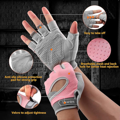 ihuan New Breathable Workout Gloves for Women & Men - No More Sweaty & Full Palm Protection Gym Exercise, Cycling， Fitness, Weightlifting, Pull-ups, Deadlifting, Rowing