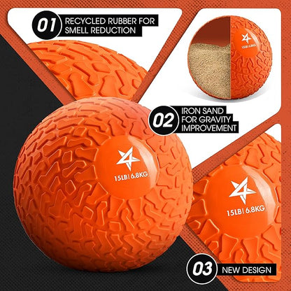 Yes4All Upgraded Version Durable Solid Slam Medicine Balls 10-40lbs, multicolor (15 Lbs,