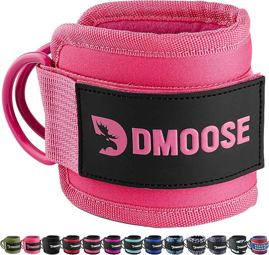DMoose Fitness Ankle Straps for Cable Machines - One Size Fit with Premium Padding, Glute Kickback Ankle Strap for Women & Men, Cable Attachments for Gym, Booty Workouts, Leg Extension & Hip Abductors