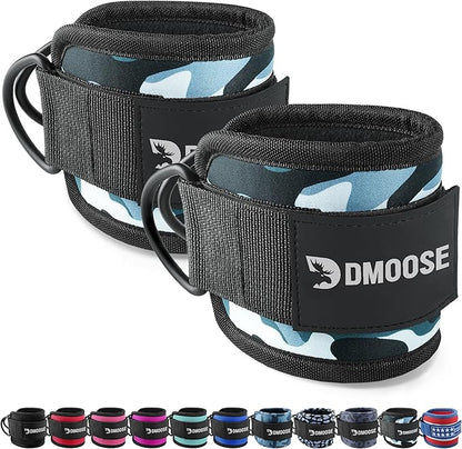 DMoose Fitness Ankle Straps for Cable Machines - One Size Fit with Premium Padding, Glute Kickback Ankle Strap for Women & Men, Cable Attachments for Gym, Booty Workouts, Leg Extension & Hip Abductors
