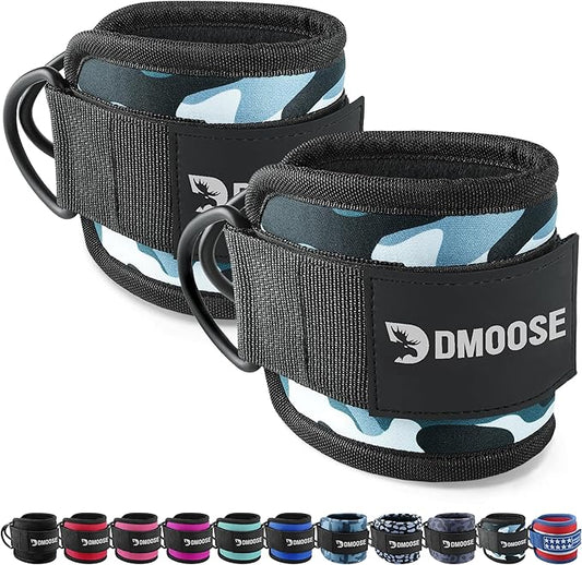 DMoose Fitness Ankle Straps for Cable Machines - One Size Fit with Premium Padding, Glute Kickback Ankle Strap for Women & Men, Cable Attachments for Gym, Booty Workouts, Leg Extension & Hip Abductors