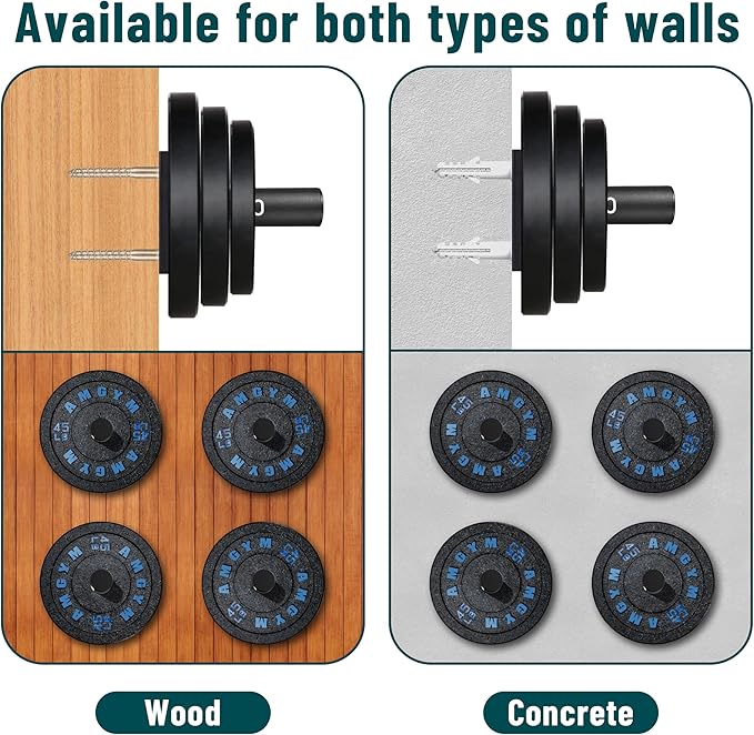 Weight Plate Holder, 6 Pack Weight Plate Rack, Fit for 2 Inch Olympic Plate Storage Home Gym