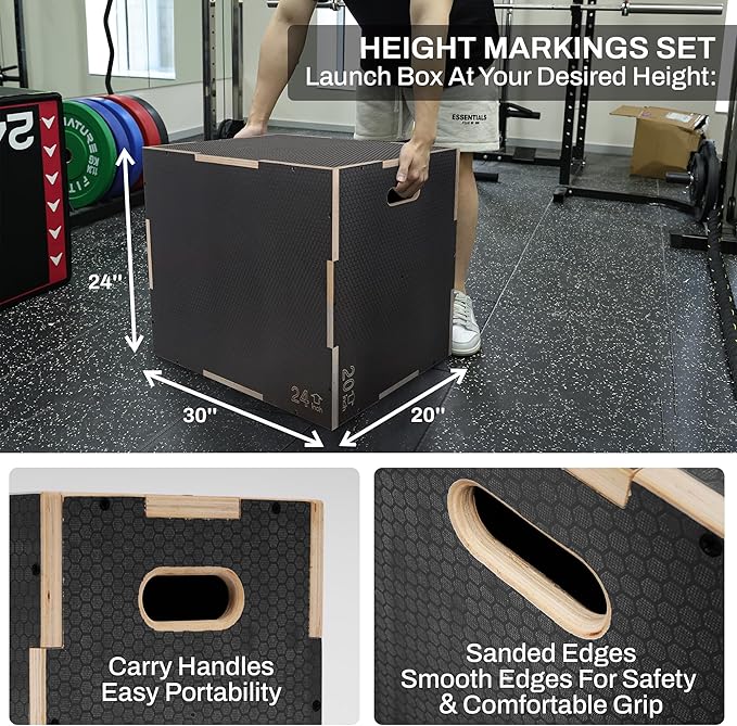 Signature Fitness 3 in 1 Non-Slip Wooden Plyo