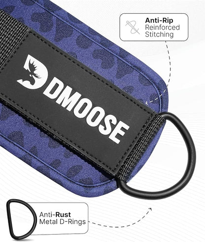 DMoose Fitness Ankle Straps for Cable Machines - One Size Fit with Premium Padding, Glute Kickback Ankle Strap for Women & Men, Cable Attachments for Gym, Booty Workouts, Leg Extension & Hip Abductors