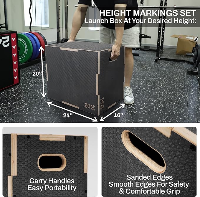 Signature Fitness 3 in 1 Non-Slip Wooden Plyo
