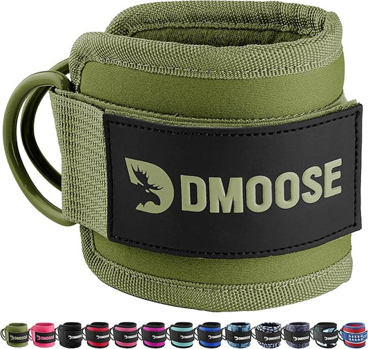 DMoose Fitness Ankle Straps for Cable Machines - One Size Fit with Premium Padding, Glute Kickback Ankle Strap for Women & Men, Cable Attachments for Gym, Booty Workouts, Leg Extension & Hip Abductors