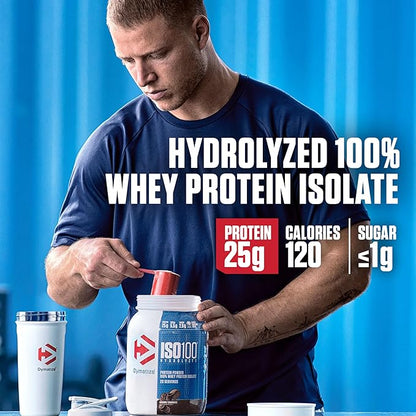 Dymatize ISO100 Hydrolyzed Protein Powder, 100% Whey Isolate Protein, 25g of Protein, 5.5g BCAAs, Gluten Free, Fast Absorbing, Easy Digesting, Strawberry, 20 Servings