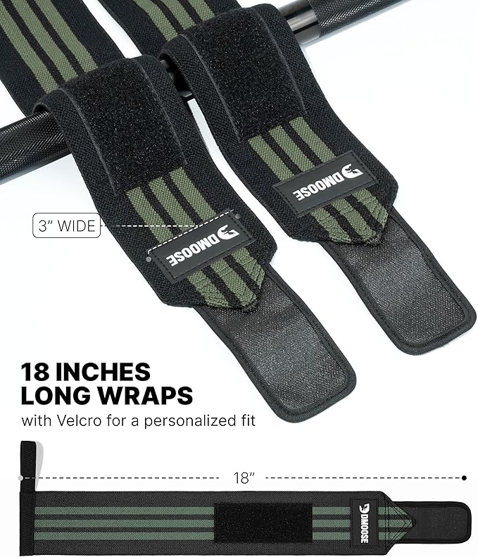 DMoose Fitness Wrist Wraps for Weightlifting - IPL Approved Premium Lifting Straps with Thumb Loops for Powerlifting, Bodybuilding & Weight Lifting, Compression Gym Wrist Support for Working Out