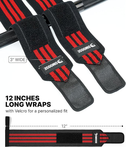DMoose Fitness Wrist Wraps for Weightlifting - IPL Approved Premium Lifting Straps with Thumb Loops for Powerlifting, Bodybuilding & Weight Lifting, Compression Gym Wrist Support for Working Out