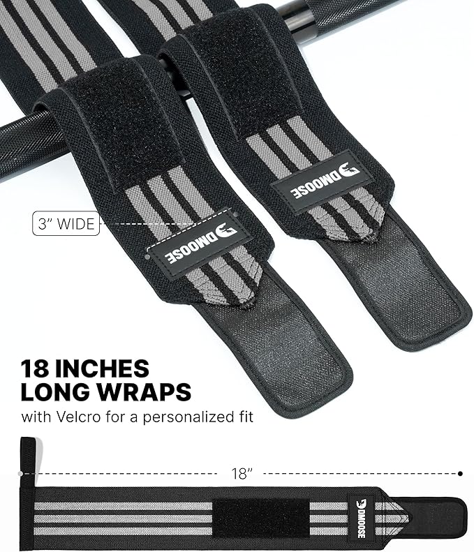 DMoose Fitness Wrist Wraps for Weightlifting - IPL Approved Premium Lifting Straps with Thumb Loops for Powerlifting, Bodybuilding & Weight Lifting, Compression Gym Wrist Support for Working Out