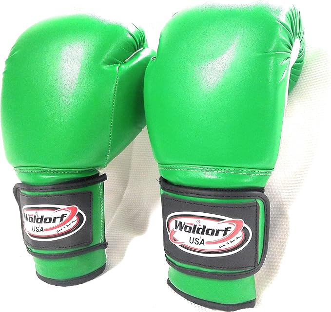 Boxing Gloves Kickboxing Muay Thai Punching Bag Vinyl Green - Durable Multi Layered Foam Padded Offers Unbeatable Price Kids and Adult Sizes