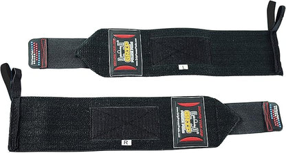 Grip Power Pads Wrist Wraps 2 Wraps for Weight Lifting Wrist Support Cotton Wraps Gym Bandage Straps for Men & Women Premium Quality & PRO Rubber