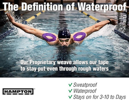 Hampton Adams | As Seen on Shark Tank | Elastic Kinesiology Tape (2-Pack) | Uncut Athletic Tape Supports & Protects Muscles Knees Shoulders & Plantar Fasciitis | Waterproof Hypoallergenic (Purple)