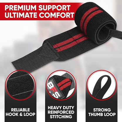 Wrist Wraps for Weightlifting,18” Premium Quality Wrist Straps for Weightlifting,Weight Lifting Wrist Wraps with Thumb Loop for Curls Dips,Powerlifting Weight Training Men Women
