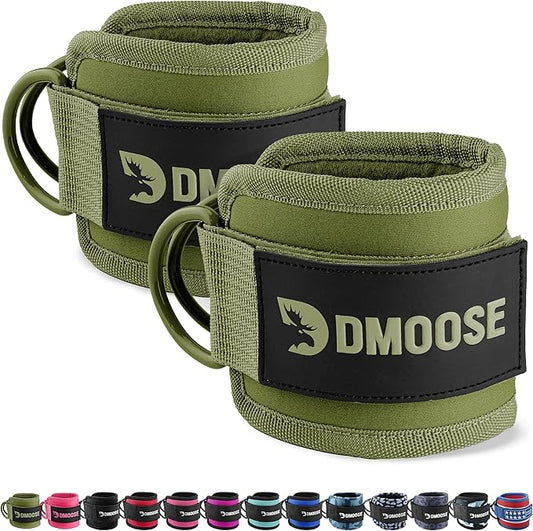 DMoose Fitness Ankle Straps for Cable Machines - One Size Fit with Premium Padding, Glute Kickback Ankle Strap for Women & Men, Cable Attachments for Gym, Booty Workouts, Leg Extension & Hip Abductors
