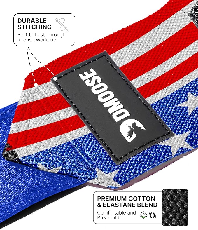 DMoose Fitness Wrist Wraps for Weightlifting - IPL Approved Premium Lifting Straps with Thumb Loops for Powerlifting, Bodybuilding & Weight Lifting, Compression Gym Wrist Support for Working Out