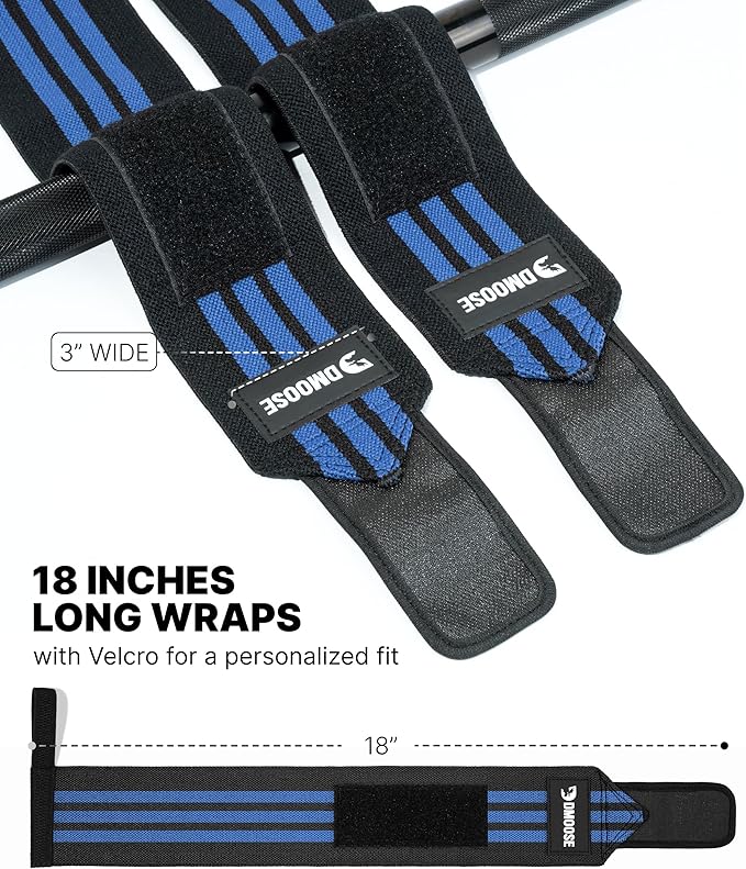 DMoose Fitness Wrist Wraps for Weightlifting - IPL Approved Premium Lifting Straps with Thumb Loops for Powerlifting, Bodybuilding & Weight Lifting, Compression Gym Wrist Support for Working Out