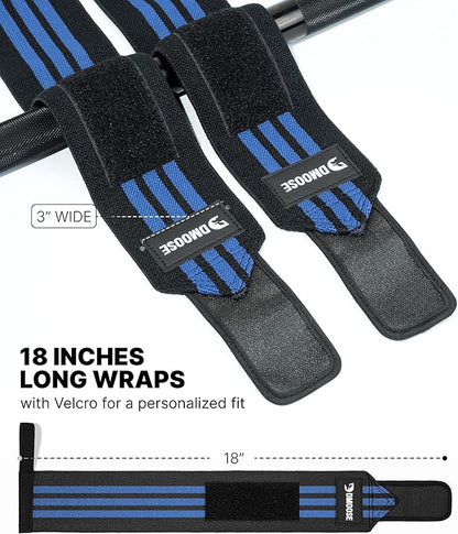 DMoose Fitness Wrist Wraps for Weightlifting - IPL Approved Premium Lifting Straps with Thumb Loops for Powerlifting, Bodybuilding & Weight Lifting, Compression Gym Wrist Support for Working Out