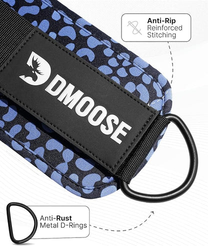 DMoose Fitness Ankle Straps for Cable Machines - One Size Fit with Premium Padding, Glute Kickback Ankle Strap for Women & Men, Cable Attachments for Gym, Booty Workouts, Leg Extension & Hip Abductors