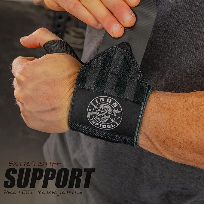 Iron Infidel Wrist Wraps for Weightlifting - 18" and 24" Heavy Duty Support for Working Out, Gym Accessories for Men - Use for Lifting, Crossfit, Fitness, Exercise, Bench Press, Powerlifting