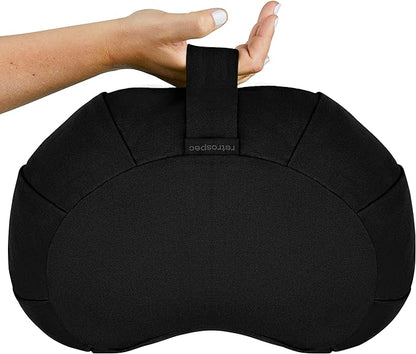 Retrospec Sedona Zafu Meditation Cushion Filled w/Buckwheat Hulls - Yoga Pillow for Meditation Practices - Machine Washable 100% Cotton Cover & Durable Carry Handle, Crescent, Black
