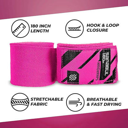 Sanabul Elastic 180 inch Boxing Hand Wraps for Boxing Gloves Muay Thai Kickboxing MMA Wraps for Men & Women