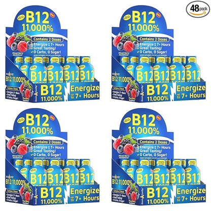 Vitamin Energy Shots, Mixed Berry Flavor, Up to 7+ Hours of Energy, 1.93 Fl Oz, 48 Count