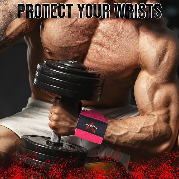 Alpha Sports Wrist Wraps for Weightlifting,Gym Exercise,Adjustable,Durable for Crossfit,Powerlifting, Bodybuilding, and Fitness Workouts,Enhanced Stability for Lifting,Training