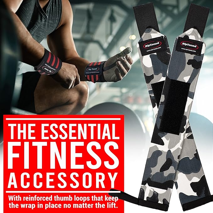 Rip Toned 18” Wrist Wraps - Wrist Straps for Weightlifting - Lift Better, Protect Wrist Pain - Adjustable, Durable, Machine Washable - Wrist Wraps for Weightlifting - USPA Endorsed for Men & Women