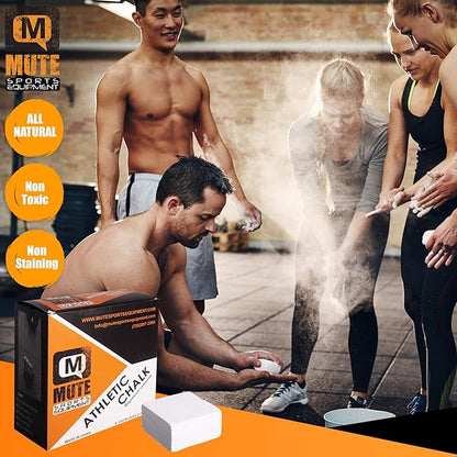 MUTE | Athletic Gym Chalk - Increase Grip Strength - for Bouldering, Rock Climbing, Gymnastics, Functional Fitness, Weight-Lifting - Non-Toxic, Non-Staining Magnesium Carbonate - 2 oz Blocks (3 Pack)