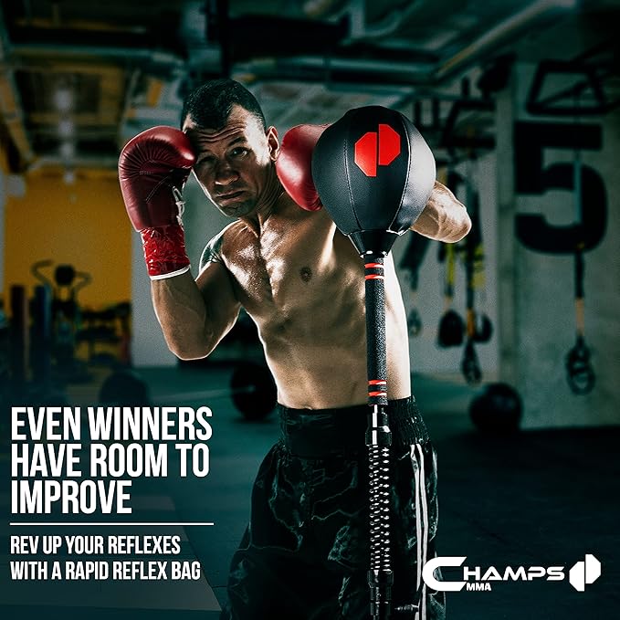 Cobra Reflex Bag – Advanced Reflex Punching Bag with Ultra-Fast Bounceback to Increase Speed, Reflexes, and Stamina – Adjustable-Height Boxing Bag with Stand and Secure Suction Cups