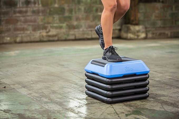 The Step Adjustable High Step Aerobic Platform 4 Risers,