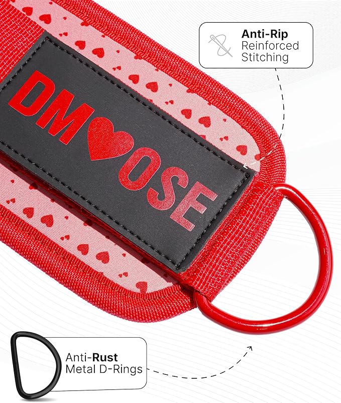 DMoose Fitness Ankle Straps for Cable Machines - One Size Fit with Premium Padding, Glute Kickback Ankle Strap for Women & Men, Cable Attachments for Gym, Booty Workouts, Leg Extension & Hip Abductors