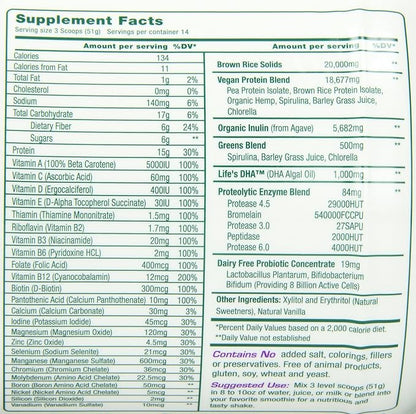 Green Foods True Vitality Plant Protein Shake, Vanilla, 25.2 Ounce