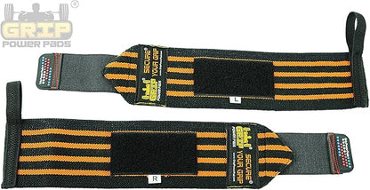 Grip Power Pads Wrist Wraps 2 Wraps for Weight Lifting Wrist Support Cotton Wraps Gym Bandage Straps for Men & Women Premium Quality & PRO Rubber
