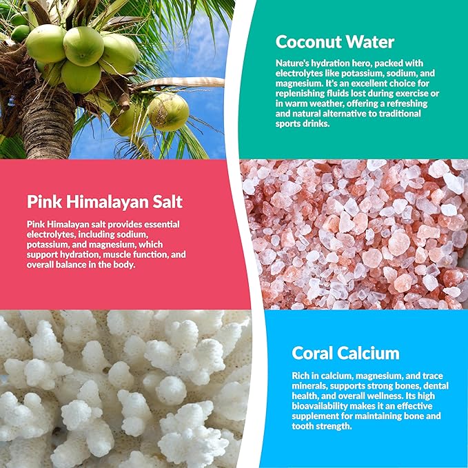 Hydrating Electrolyte Drink Mix - Grapefruit, 30 Servings - Hydration Powder w/Coconut Water - Non-GMO, No Added Sugar, 5 Key Electrolytes + Vitamins, Natural Trace Minerals, USA Made