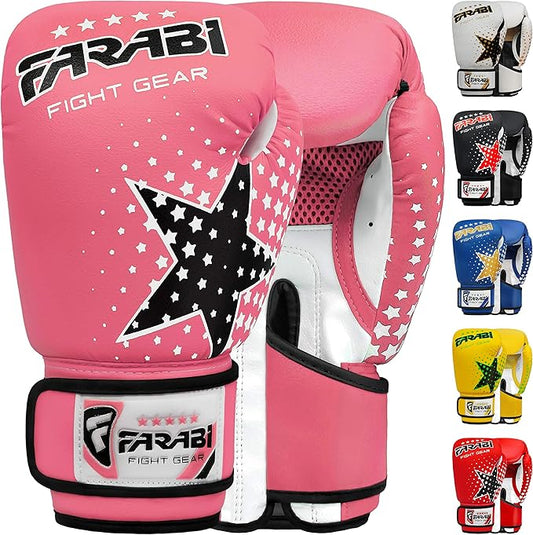 Farai Kids Boxing Gloves 6-oz Kickboxing Muay Thai Training MMA Sparring Gloves, Best Gloves for Training on Punching Bag, Focus Pads Practice