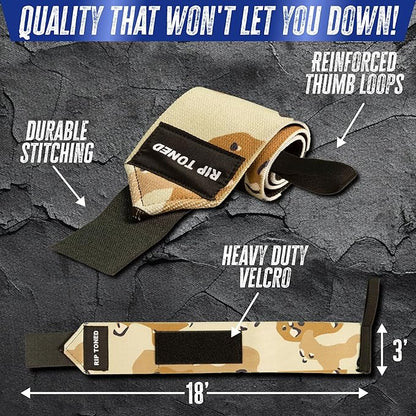 Rip Toned 18” Wrist Wraps - Wrist Straps for Weightlifting - Lift Better, Protect Wrist Pain - Adjustable, Durable, Machine Washable - Wrist Wraps for Weightlifting - USPA Endorsed for Men & Women