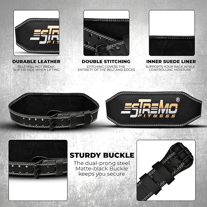 ESTREMO Weight Lifting Belt Leather courted Power Lifting 4 Inches