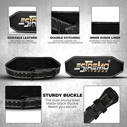ESTREMO Weight Lifting Belt Leather courted Power Lifting 4 Inches