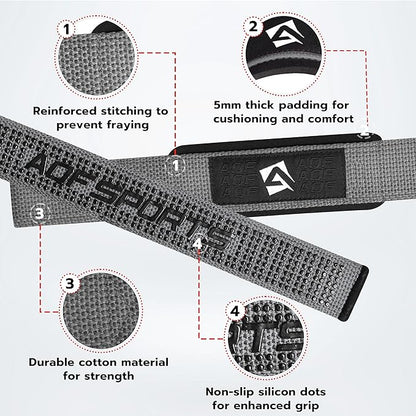 Lifting Wrist Straps for Weightlifting, Powerlifting & Deadlifts – 23” Neoprene Padded Cotton Straps for Strength Training & Gym Workouts - Maximum Grip Support for Men & Women